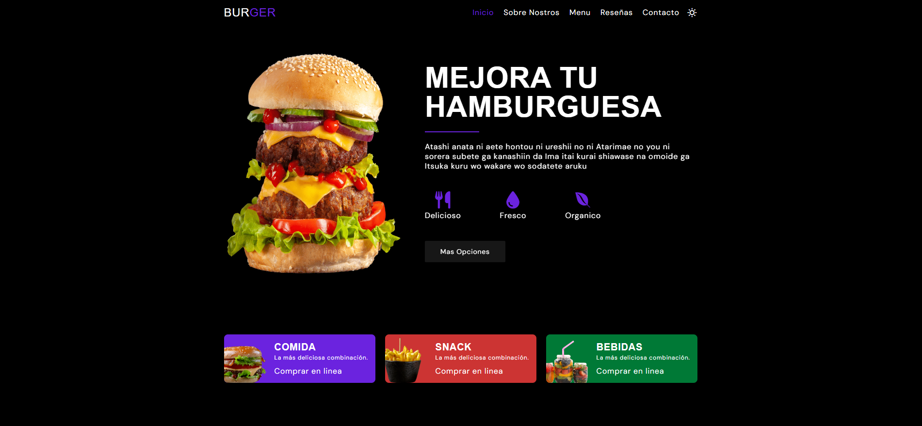 Food Website Preview